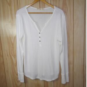 Faded Glory Cream Waffle Pattern V-Neck Long Sleeve XXL (20)